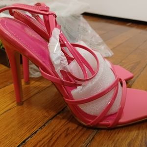 Cape Robbin Minnie Faux Patent Leather Strappy Stiletto Heels | 8 | Hot Pink 💖